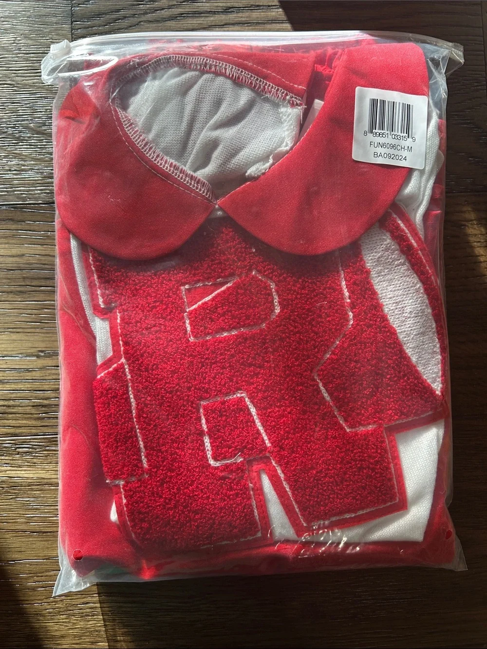 Kids Red Letterman Halloween Costume with Plush Appliqué